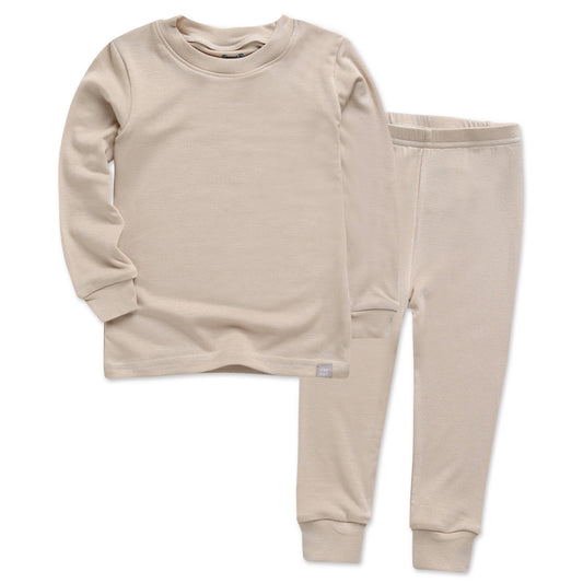 Modal Long Sleeve Pajama Set for Kids Beige