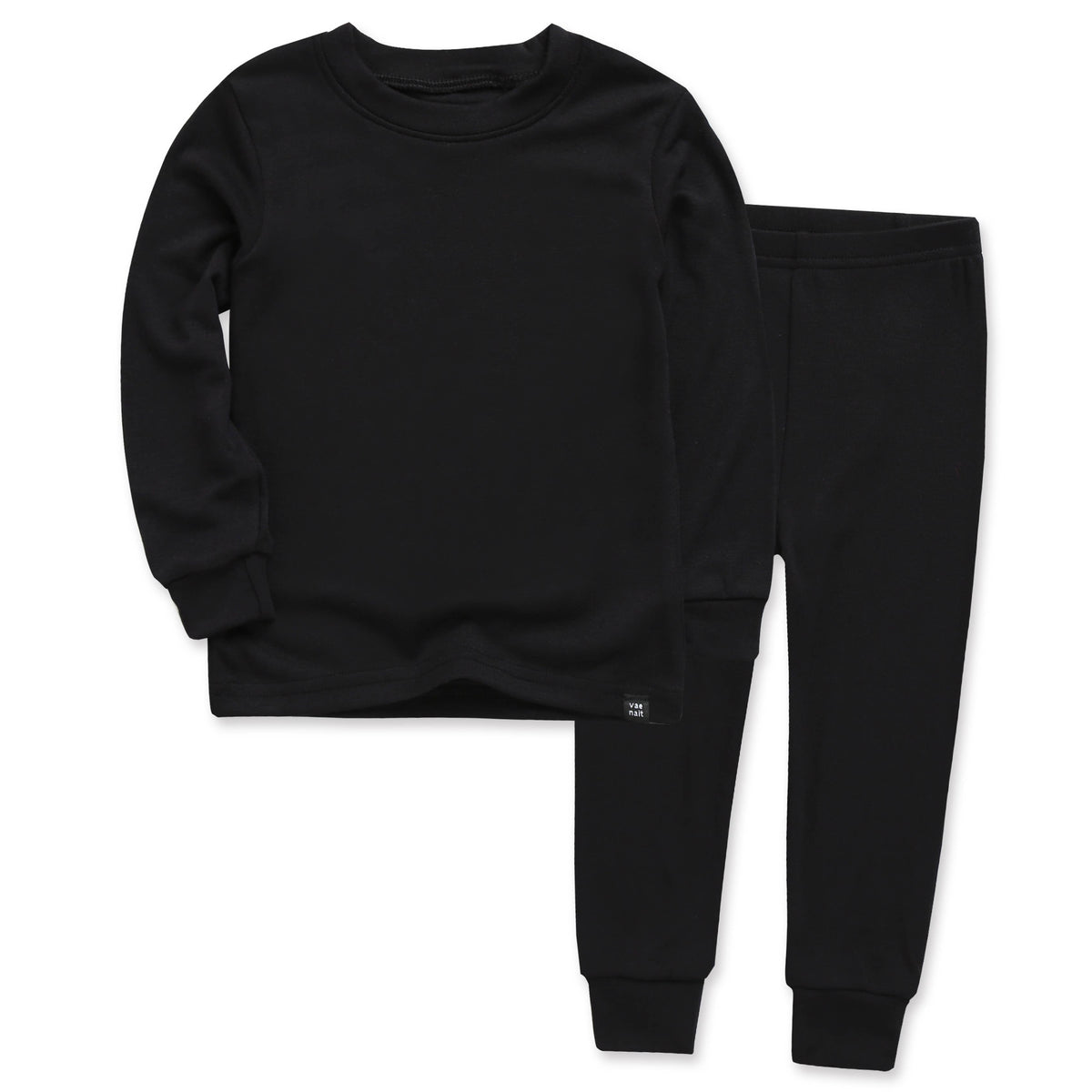 Modal Long Sleeve Pajama Set for Kids Black