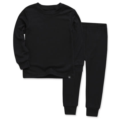 Modal Long Sleeve Pajama Set for Kids Black
