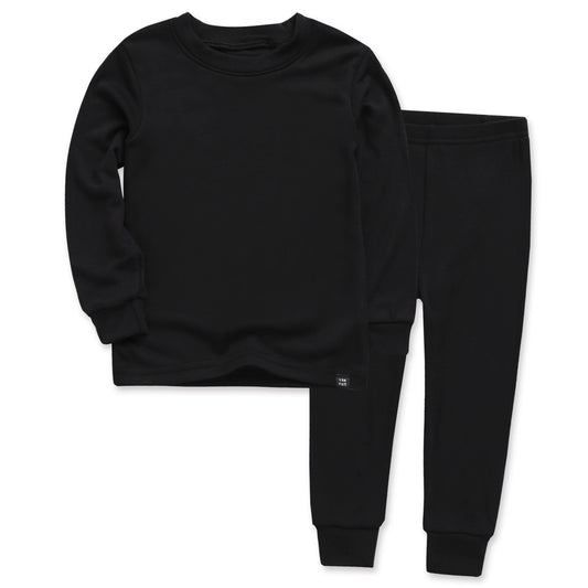 Modal Long Sleeve Pajama Set for Kids Black