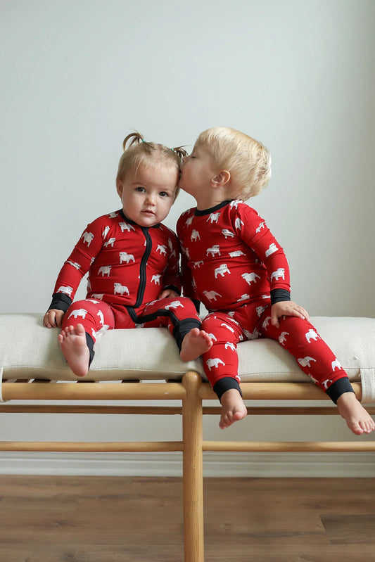 Southern Slumber - Two Piece Bamboo Sleeper Red Bulldog